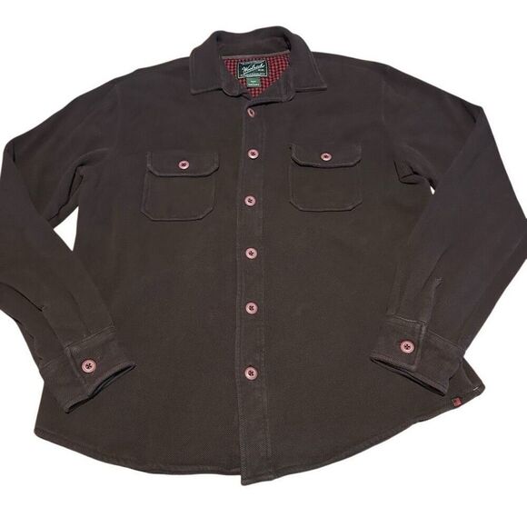 Woolrich Mens Heavy Cotton Button Up Shirt Brown Chest Pockets Long Sleeves Sz L - Picture 1 of 7